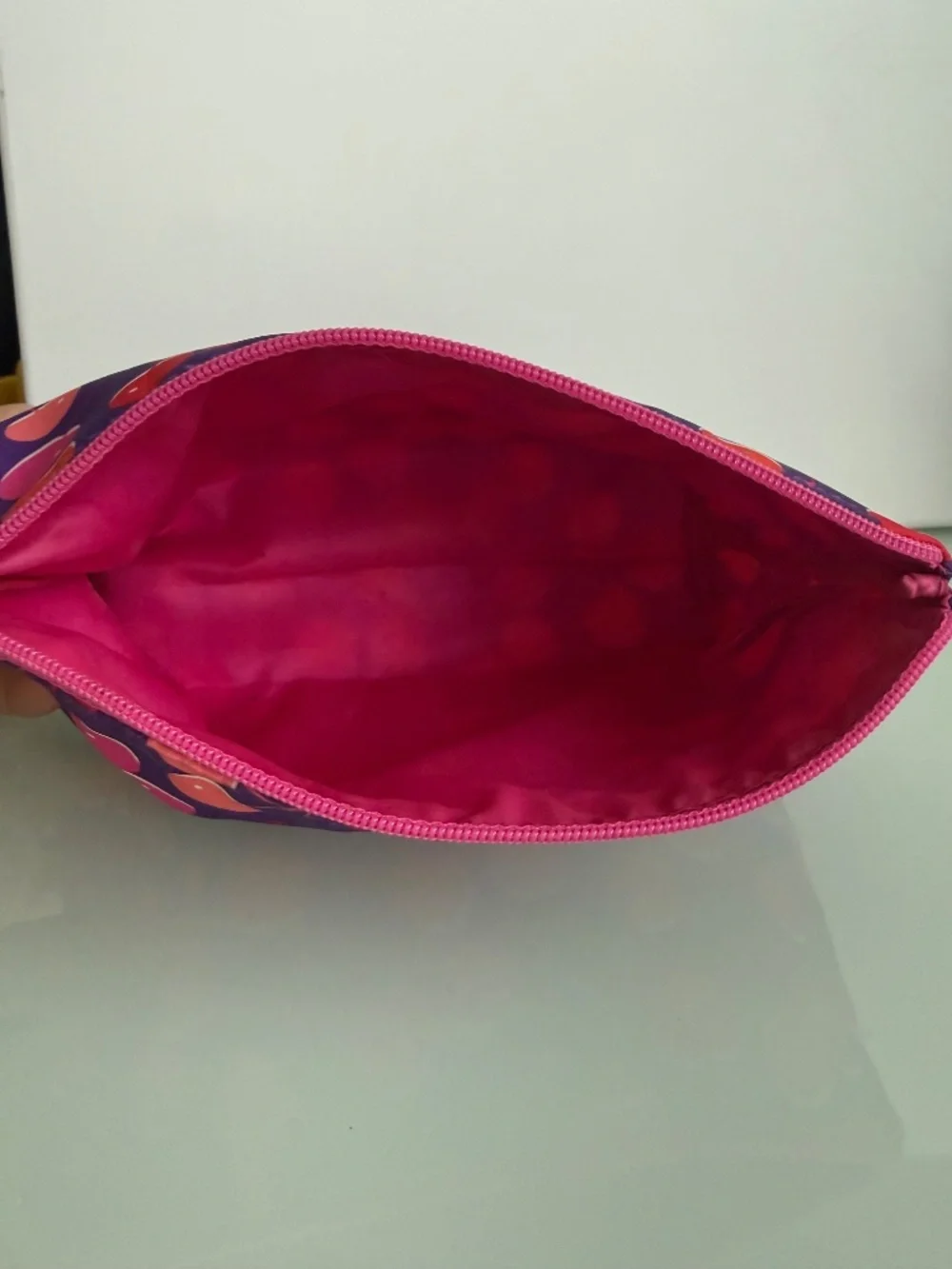 Clinique Purple Cherry Print Cosmetic Makeup Bag Travel Pouch